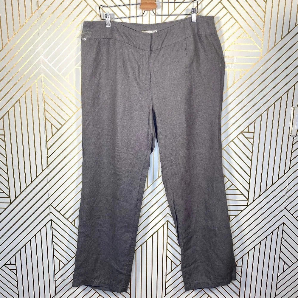 Eileen‎ Fisher Woman Gray Linen Bootcut Pants